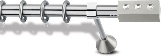 Metallic Curtain Pole Enis Xerxes Nickel Matte Chrome 160cm Double Tube Diameter 20