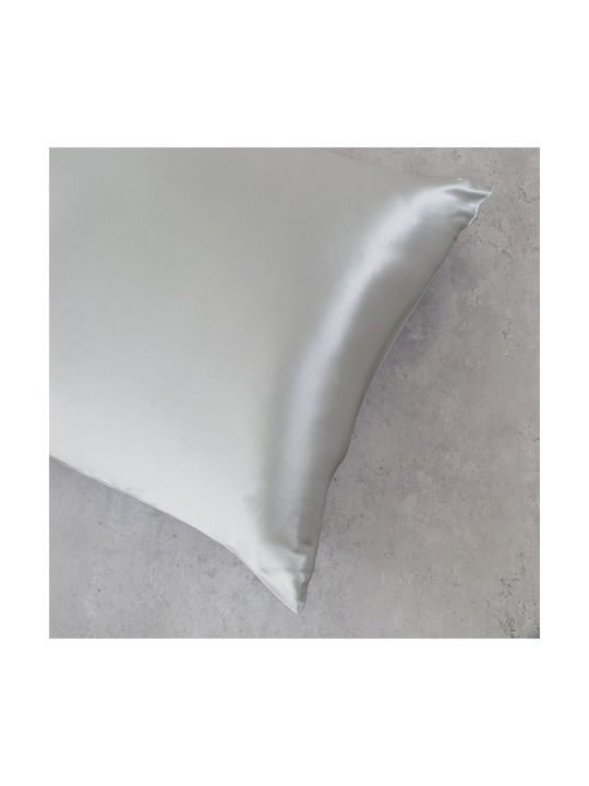 Rythmos Silk Sleep Σετ Μαξιλαροθήκες Oxford Grey 50x70εκ.