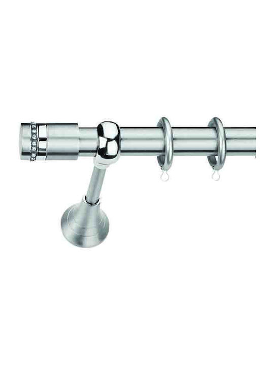 Domus Nickel Matte Chrome 1.60m Length Curtain Pole with Oval Rail