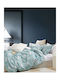 Rythmos Cassy Set Coverlet Queen Size Cotton Satin Turquoise 220x240cm 3pcs