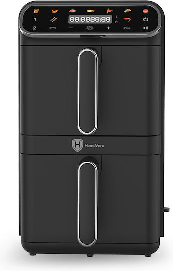 HomeVero Air Fryer with Double Detachable Bucket 11lt Black HV-AF11DDK