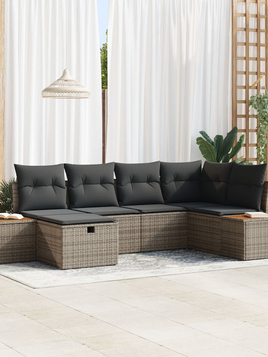 Corner Sofa Outdoor Rattan with Pillows 55x62x69cm