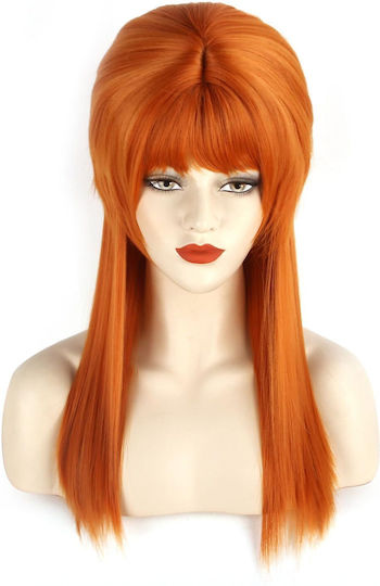 Women's Vintage Retro Style Straight Red Wig Bangs Circumference 50 Cm