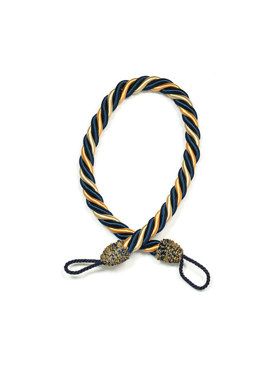 Διακοσμητικό Δέσιμο Κουρτίνας Rayon 5*4cm Τελειώματα Θυλάκια Υψος 95cm Μπεζ Μπλε