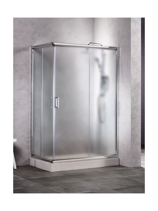 Sanitec As80100f Καμπίνα Ασύμμετρης Ντουζιέρας Frosted 80x100x180cm
