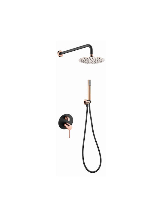 Excel Minimal Built-In Set Rose Gold 2 Exits Mixer Hand Shower & Wall Shower Head
