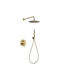 Excel Viento Built-In Set 2 Exits Mixer Telephone & Wall Shower Head Gold