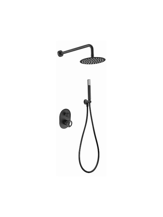 Excel Fuego Built-In Set Matte Black Mixer 2 Exits Hand Shower & Wall Shower Head