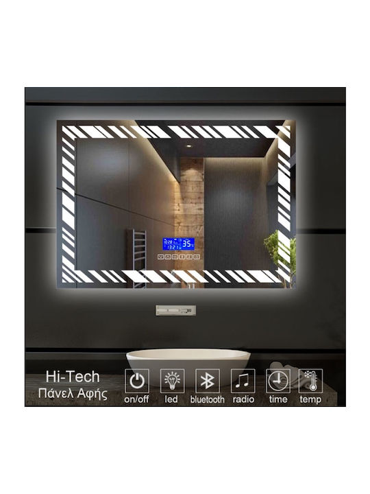 Mysmartmirror Beleuchteter Badezimmerspiegel 70x100 Berührung On Off Bluetooth