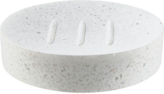 Samos Badezimmerboxen und -körbe Seifenschale Weiß Polyresin Synthetisches Harz D 11,2 cm Höhe 2,5 cm