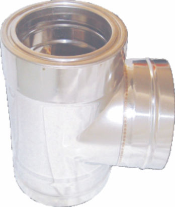Spiroduct Stainless Steel Insulated Chimney Pipe Tee 90° Cleaning Cap Smooth Surface 0.5mm Ø150/200mm