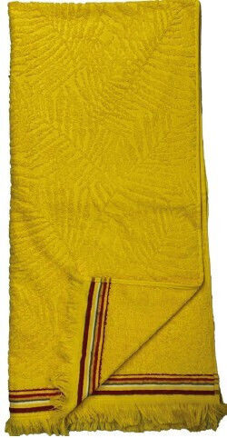 Miami Beach Beach Towel Jacquard Leaf Pattern Unisex 70x150 100% Cotton Yellow