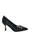 Lackleder Pumps mit Mittelhohem Absatz Schwarz