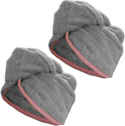 Homelevel Hair Turban Children 2 Pieces 54882.22.02 Fabric Turbans 100% Cotton Gray