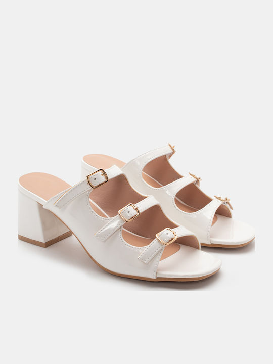 Luigi Mules with Heel in White Color