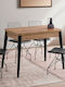 Dolunay Extendable Wooden Kitchen Table with Polypropylene Frame Atlantic Pine - Black 100(+20)x60x79.5cm