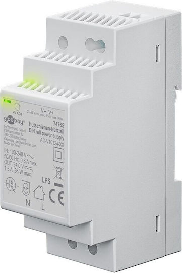 Goobay Τροφοδοτικό Ράγας με Έξοδο 24V και Ισχύ 36W 1.5A