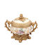 Keskor Glass Sweet Jar Floral with Lid Beige 23x15x18cm
