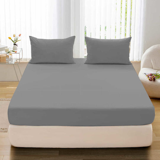 Cotton World Super-Doppel 160x200cm mit Gummizug Gray