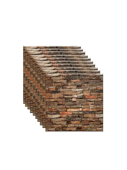 Set 5 Self-adhesive Wallpapers Foxmag24 3d Brick Waterproof 70 Cm X 77 Cm Brown