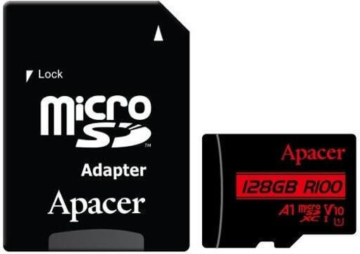 Apacer microSDXC 128GB U1 V10 A1 UHS-I 100MB/s με αντάπτορα