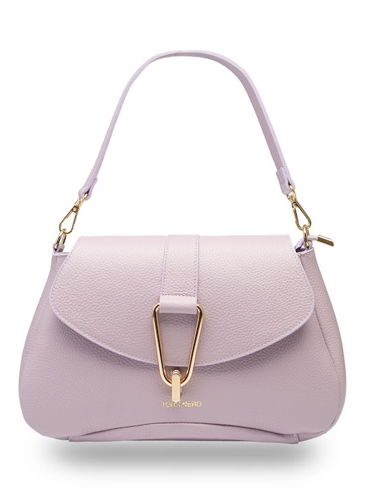 Leder Damentasche Schultertasche Flieder