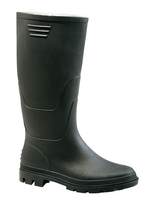 Rubber Work Wellies Knee with Fur Black