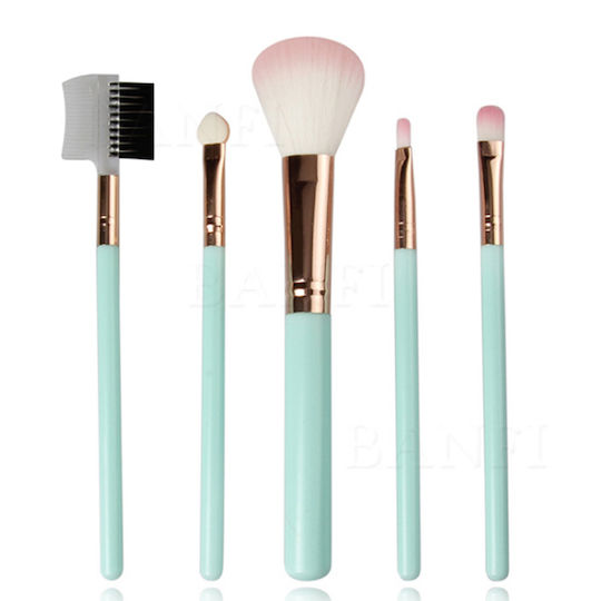 5 Mini Make Up Brushes Various Colors Turquoise