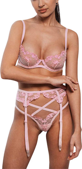 Fleurine Sexy Lingerie Set Discreet Lace Underwire Garters String Crisscross Straps
