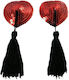Red Sequin Black Tassel Nipple Cover