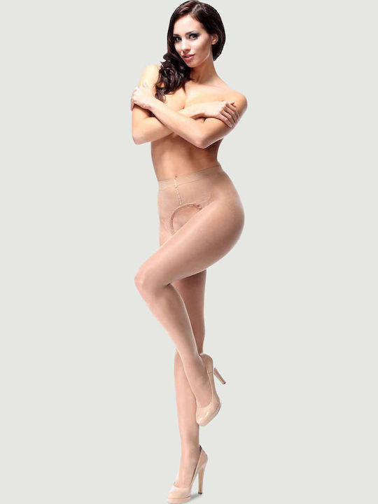 Ciorapi Cu Colanți P201 Shiny Open Crotch Pantyhose Nude Deschis