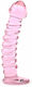 Pink Color Textured Glass Dildo
