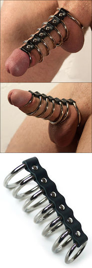Bdsm Cock Ring 7 Metallic Rings Leather