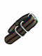 Fabric Nato Zulu Vintage James Bond 007 Black-Green-Red Heavy Duty 20mm Strap