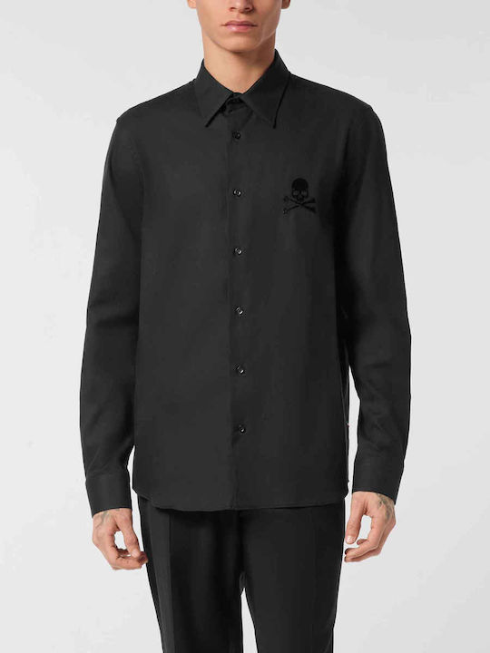 Philipp Plein Herringbone Cămașă Black Philipp Plein Herringbone Cămașă Black