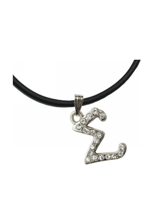 Handmade Metallic Silver Monogram Necklace S Stras Tatu Moyo 1034-502as