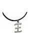 Handmade Metal Silver Monogram Necklace with Blue Lucky Charm Tatu Moyo 1034-501aj