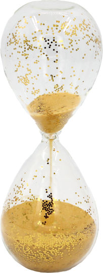 Decorative Glass Hourglass Φ6x16 Transparent With Gold Glitter Sand Keskor 69834