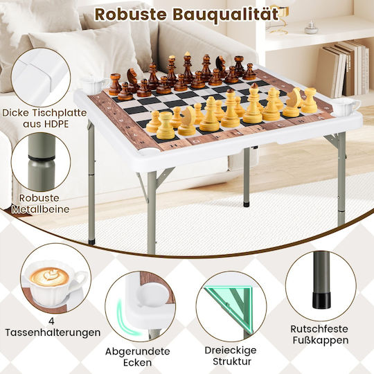 Plastic Garden & Terrace Table for Small Outdoor Spaces Foldable with Metal Frame Brown 90x90x74cm