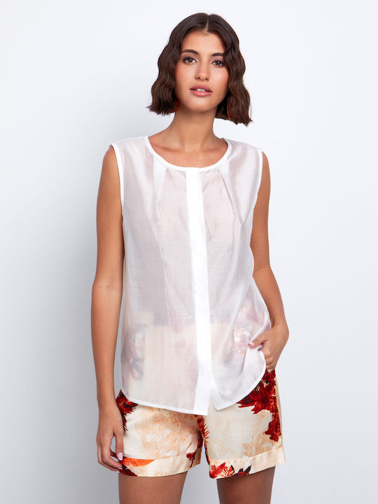 Women's Sleeveless Shirt White