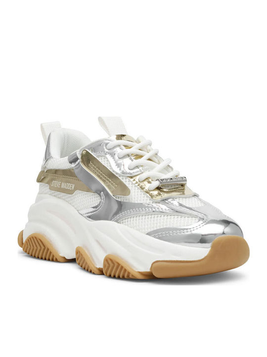 Steve Madden Possession-e Γυναικεία Sneakers Silver Gold Cream