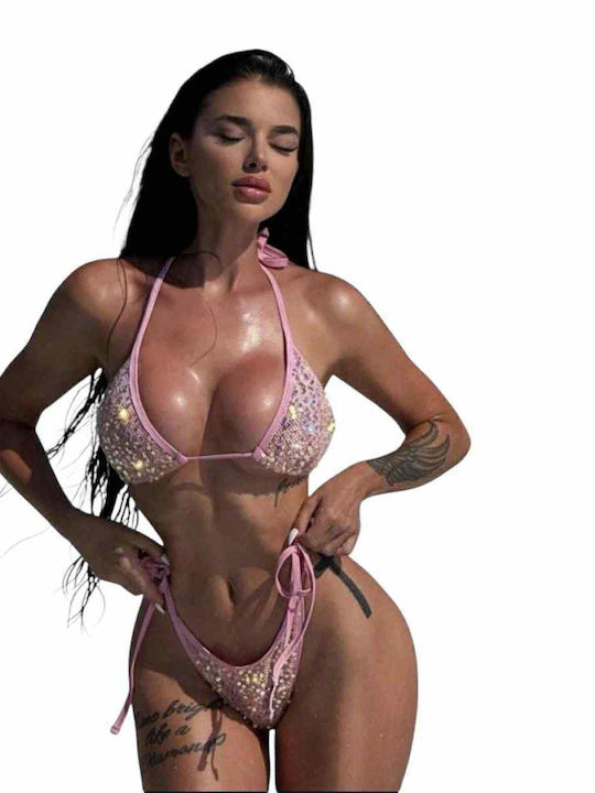 Bikini Set Top & Slip Bottom Pink