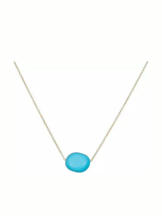 Gold Necklace Turquoise Stone K9 038769 038769 Gold 9 Carats Gold Necklace Turquoise Stone K9 038769 038769 Gold 9 Carats