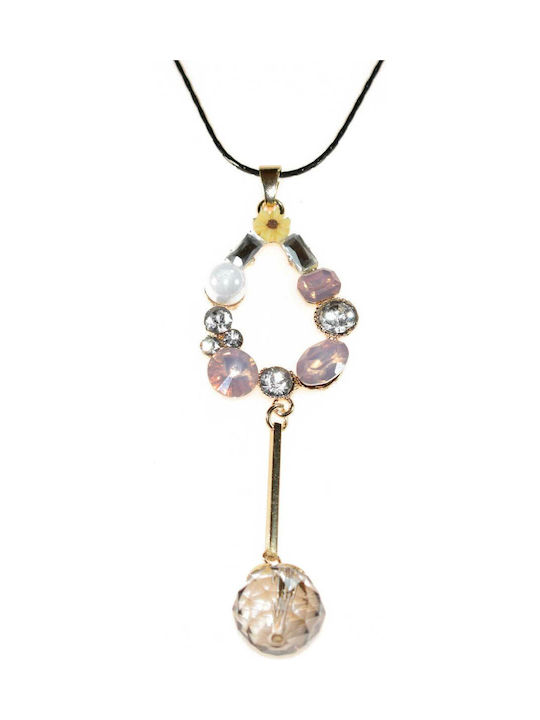 Fo Bijou Necklace Brass Gold Crystals Pearls Bz-nk-00137