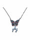 Stainless Steel Necklace Butterfly Mom Boy Girl Crystals Silver Bz-nk-00344