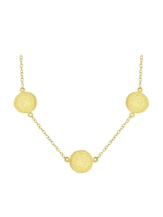 Gold Plated Silver Women's Necklace 925 Circles Kl21100091