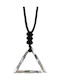 Twisted Geometric Triangle Necklace Vintage Tones Leather Rope Silver Tone Vintage Tone Molfs