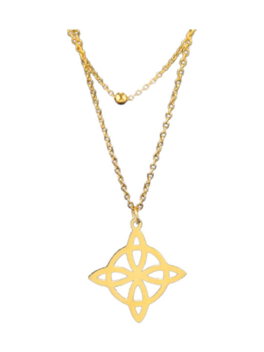 Pendant Necklace Celtic Design Heart Chain Gold Tone Molfs