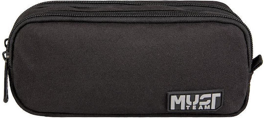 Must Team Monochrome Pencil Case Barrel with 2 Compartments Black