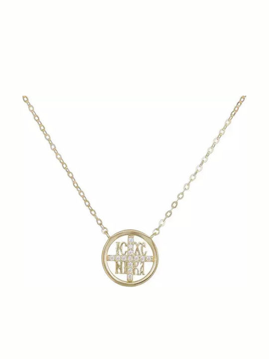 Gold Necklace with Perforated Constantine Zircon 9K 038658 038658 Gold 9 Carats